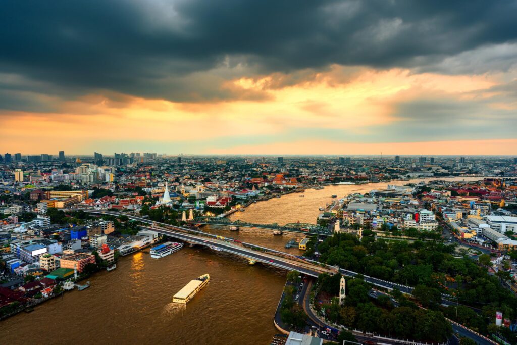 vol vers Bangkok vue aérienne ville