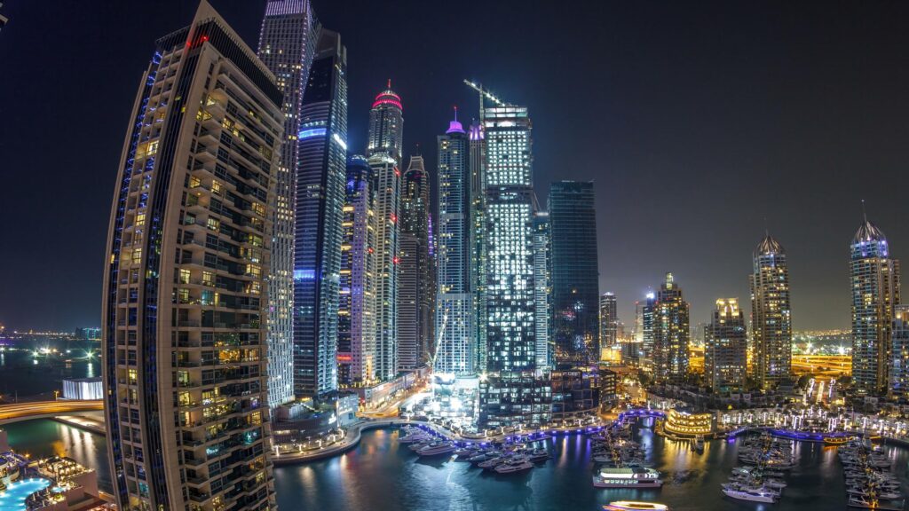 vol vers Dubai skyline marina
